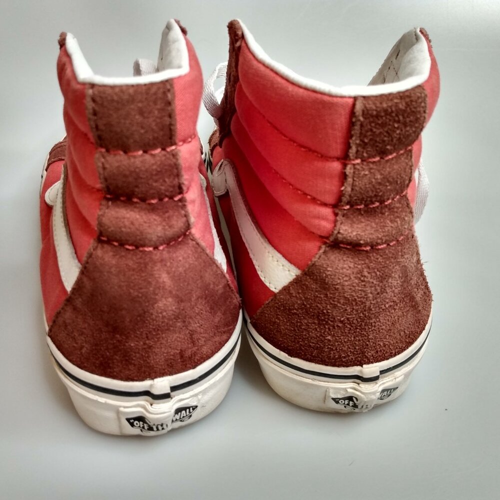 Vans Sk8-Hi Sneakers Men’s 8 Womens 9.5 Brown Orange White Suede Canvas High-Top - Picture 6 of 10